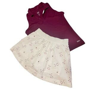 DSG Girl’s Golf Maroon Top and Cream Skort Set